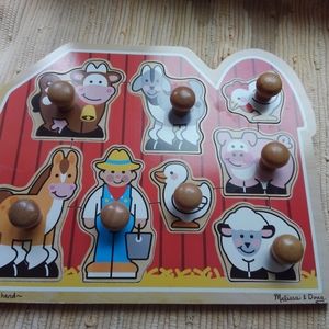 Melissa & Doug Farm Wooden Puzzle Jumbo Knob